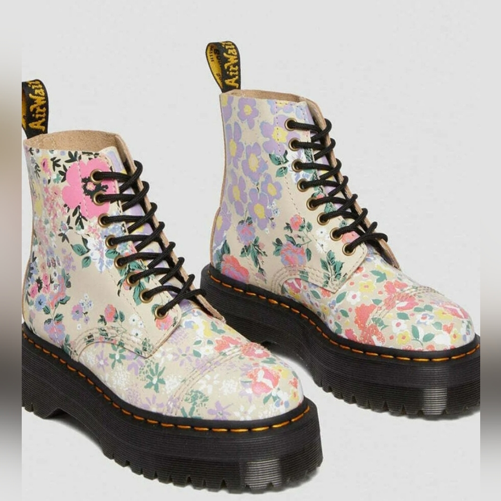 DR. MARTENS  SINCLAIR FLORAL MASH UP PLATFORM ANKLE BOOTS - Picture 6 of 15